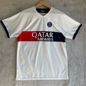 PSG Paris Saint-Germain Soccer Jersey White Qatar Airways Mora 00 Mens 3XL